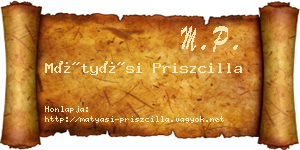 Mátyási Priszcilla névjegykártya